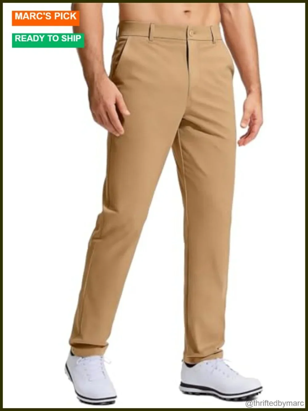 Men's Stretch Golf Pants Quick Dry Lightweight Straight Leg Slacks with Pockets